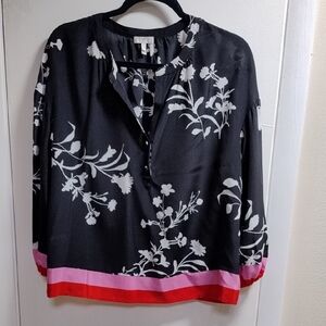 New Women's Joce Floral Black Blouse Top Sz M